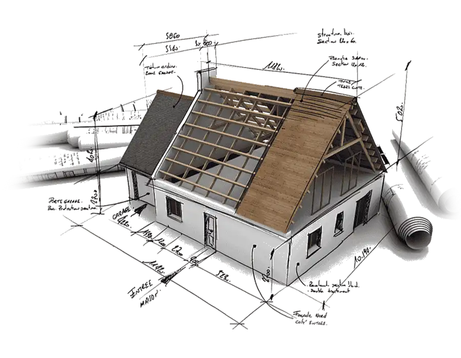 Plan de maison représentant le génie civil