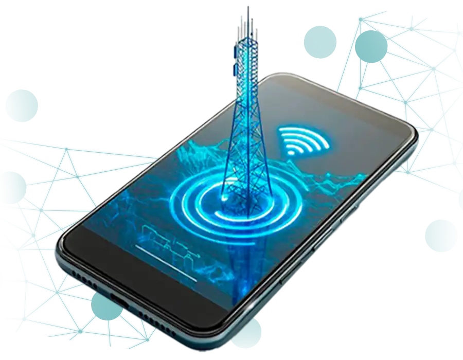 Téléphone portable avec une antenne de communication.